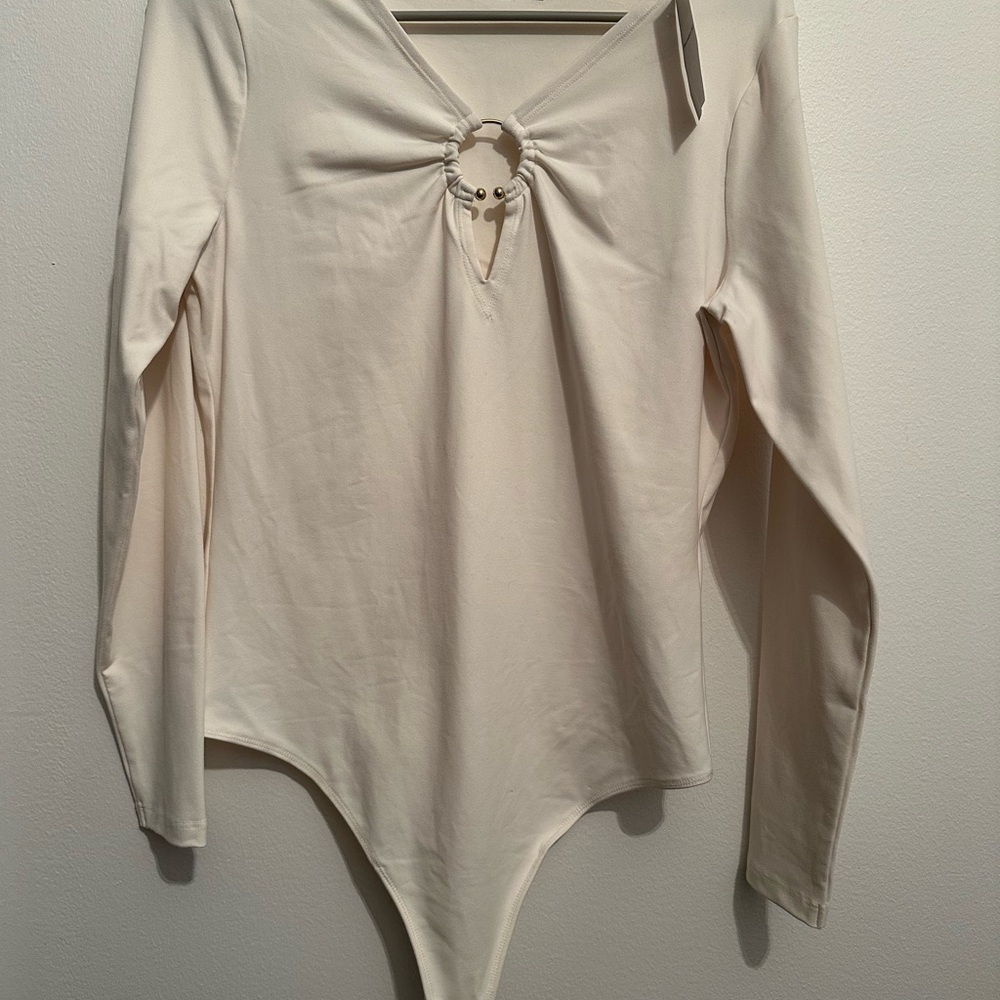 Abercrombie & Fitch Cream Bodysuit with Ring Detail